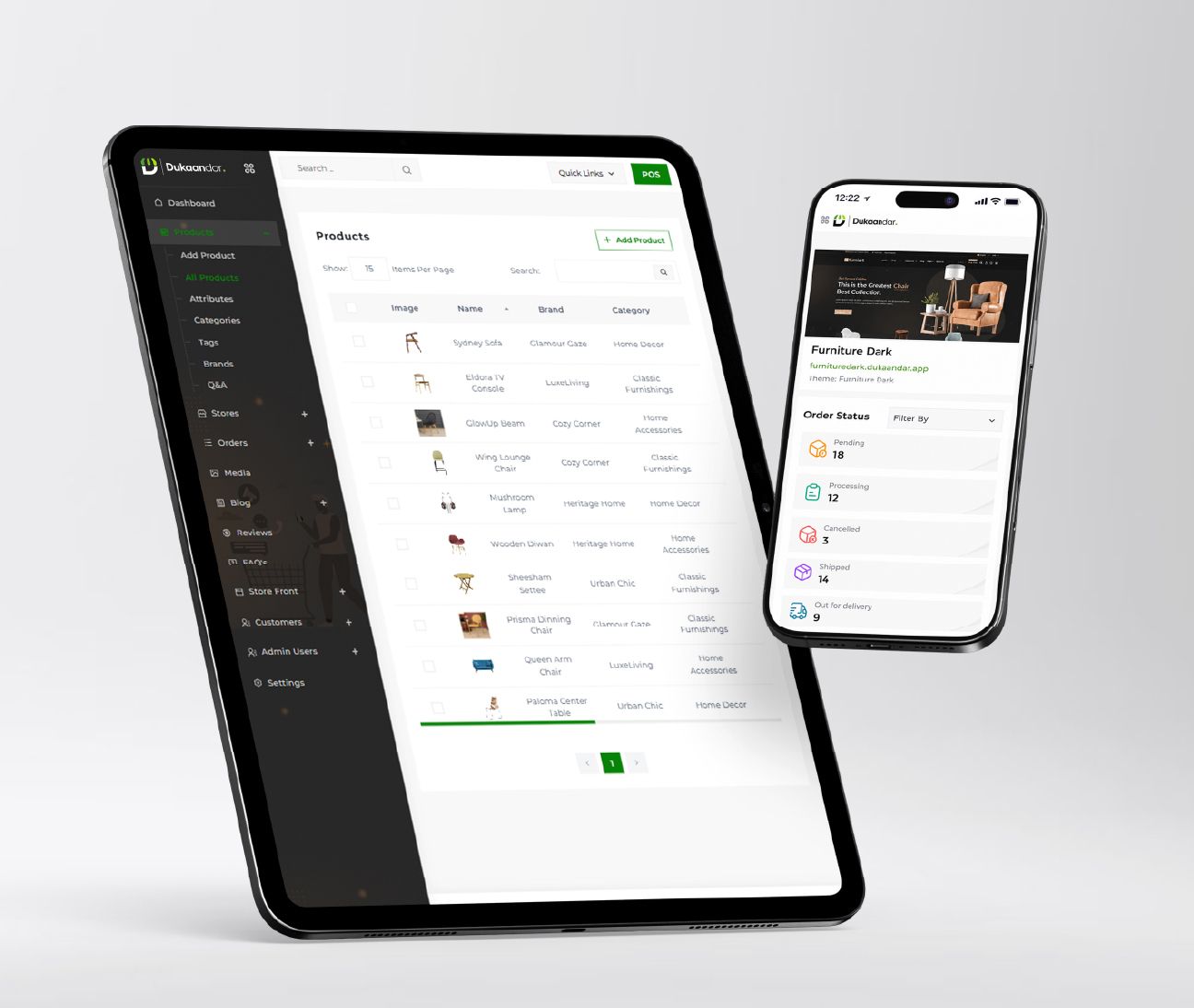 Dukaandar storefront displayed on a smartphone screen