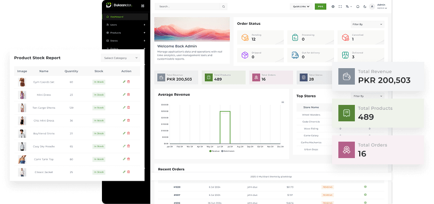 Business dashboard interface preview